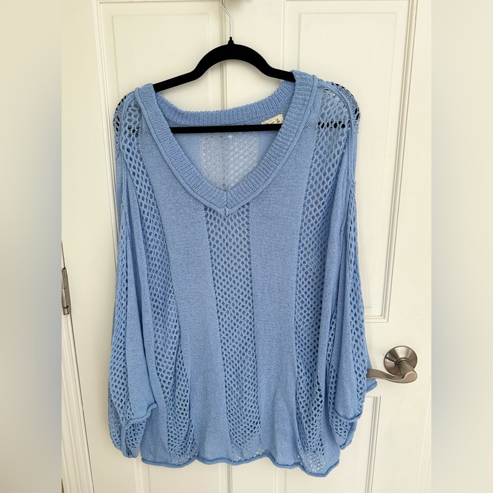 POL Soft Blue Knit Top